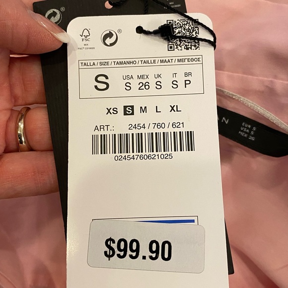 Zara Womens Pink Tunic with High Low Asymmetrical Hemline W Drawstring / S / NWT - Picture 16 of 16